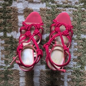 CAbi Red Fuchsia Strappy Sandals Size 9